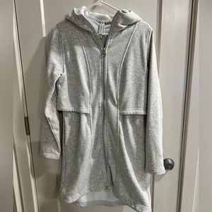 Athleta Fleece Sweatshirt Jacket XS Lt gray